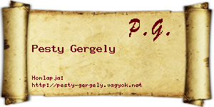 Pesty Gergely névjegykártya